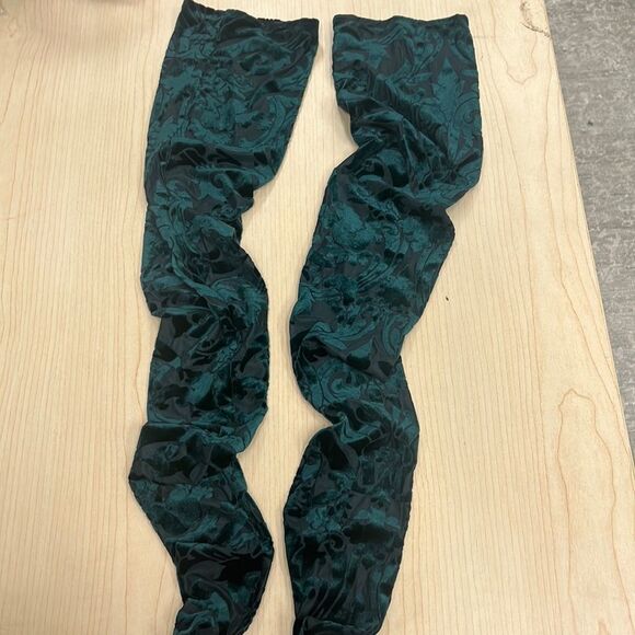 Free People Only Hearts Burnout Velvet Leg Sleeves Black and Green - Picture 1 of 2
